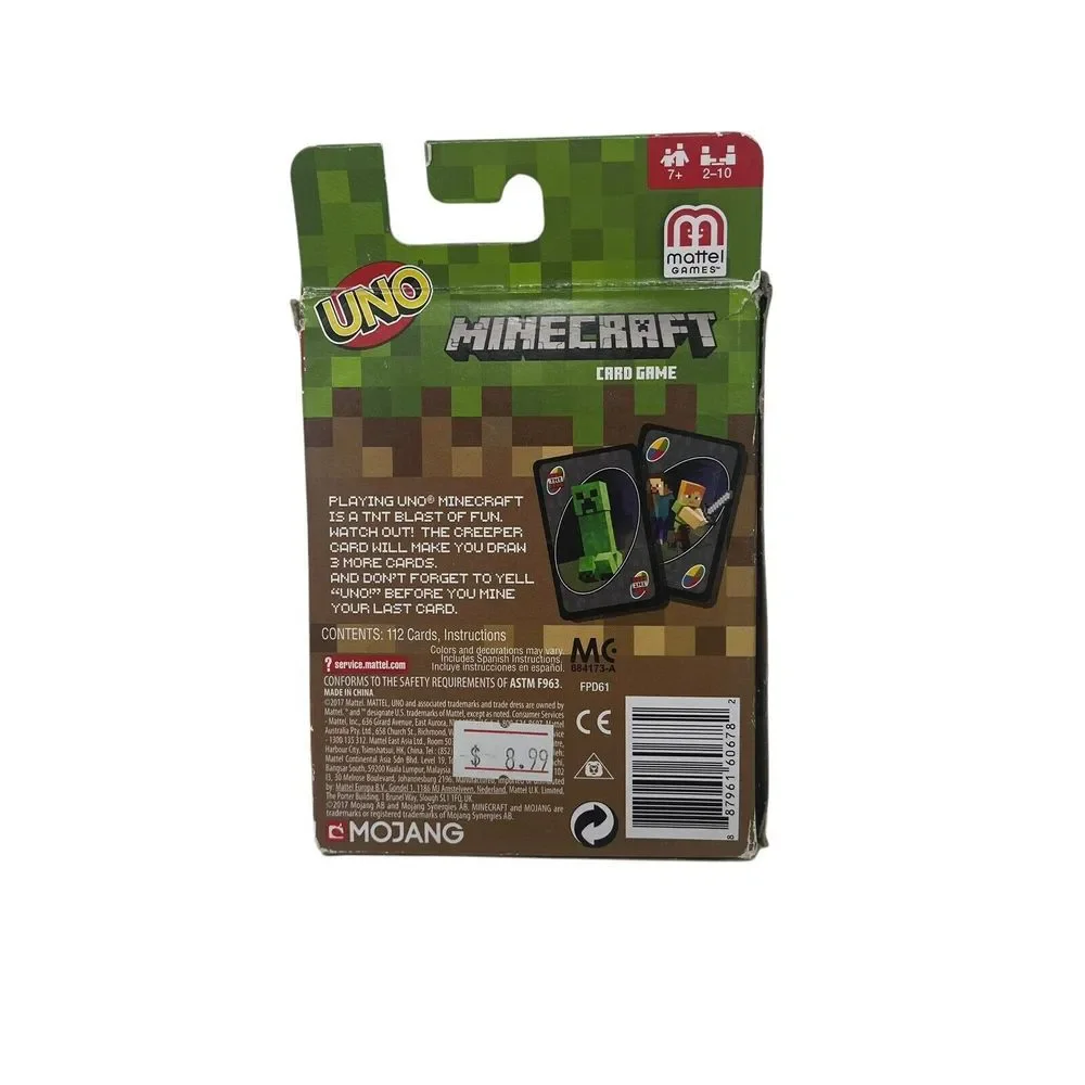Minecraft UNO Card‎ Game Mattel Creeper Special Rule TNT Party Gift